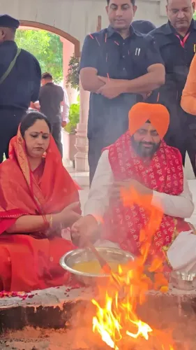 CM Nayab Saini Prays to Maa Durga for Haryana Families