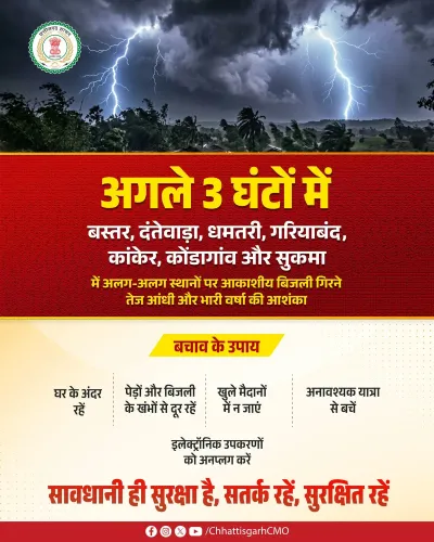 CM Office Chhattisgarh Issues Weather Alert for 7 Southern Districts