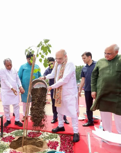 CM Patel, Amit Shah Plant Trees Under 'Ek Ped Maa Ke Naam'