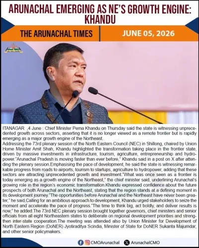 CM Pema Khandu highlights AP's growth at 73rd NEC Plenary