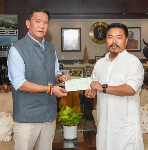 CM Pema Khandu thanks entrepreneur for ₹10 lakh CMRF donation