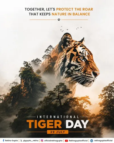 CM Rekha Gupta marks International Tiger Day, hails Modi's conservation push