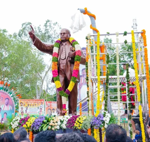 CM Revanth Reddy Unveils Ambedkar, Dyapa Gopal Reddy Statues in Midjil