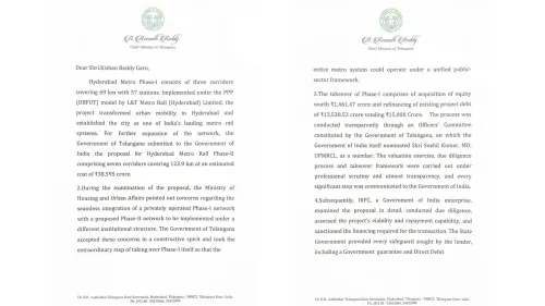 CM Revanth Writes to Kishan Reddy on IRFC Metro Funds