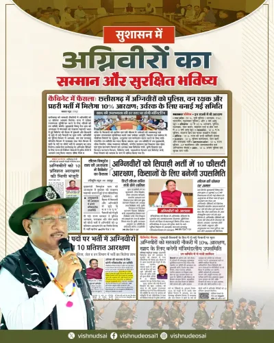 CM Sai Announces 10% Agniveer Quota in Chhattisgarh Police, Forest, Jail Depts