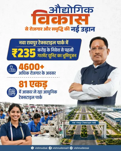 CM Sai breaks ground for garment unit at Nava Raipur textile park