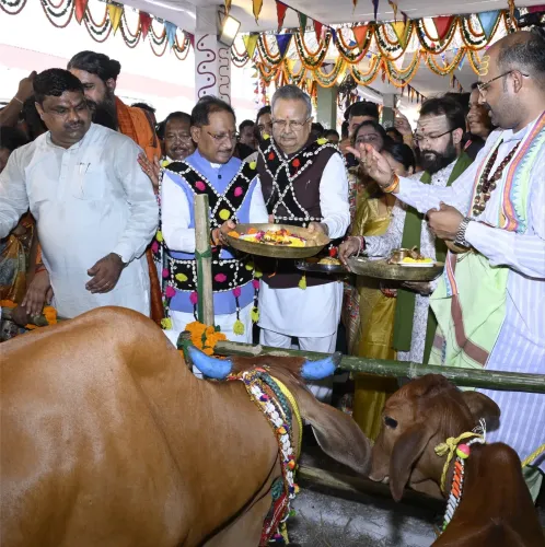 CM Sai Observes Hareli Tihar, Worships Cows in Chhattisgarh