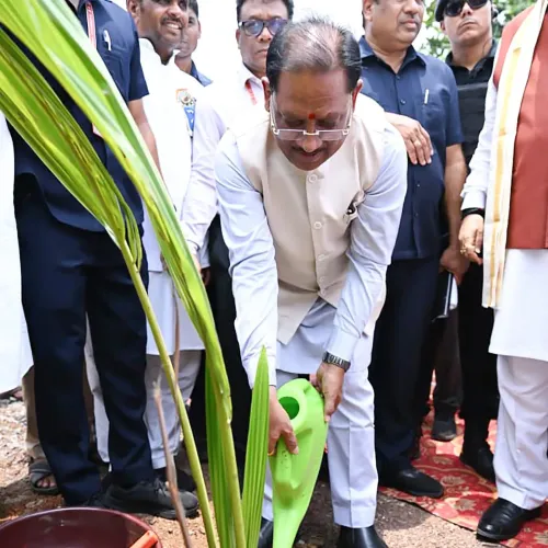 CM Sai Plants Saplings at Raipur Kabir Ashram with Governor Gehlot