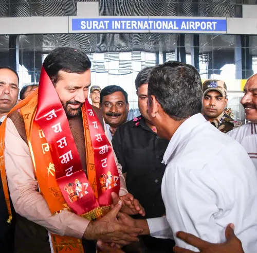 CM Saini lands in Surat for investors meet