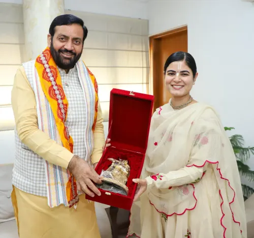 CM Saini meets Devi Chitralekha at Haryana Bhawan, Delhi