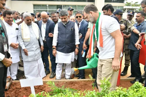 CM Siddaramaiah, Rahul Gandhi plant sapling on World Environment Day