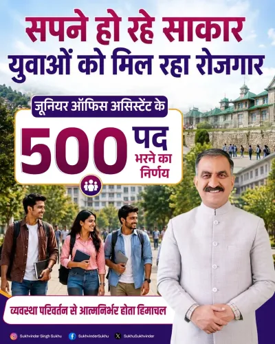 CM Sukhu Announces 500 Junior Office Assistant Posts in HP