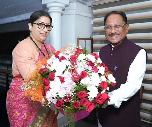 CM Vishnu Deo Sai meets BJP's Smriti Irani in Raipur