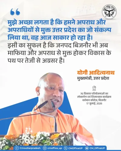 CM Yogi Declares Bijnor Free of Mafia, on Path to Growth