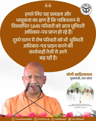 CM Yogi Grants Land Titles to 1,645 Pakistan-Displaced Families