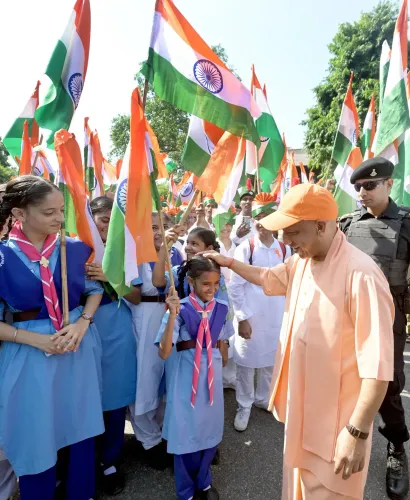 CM Yogi Launches Tiranga Yatra With Youths in Lucknow