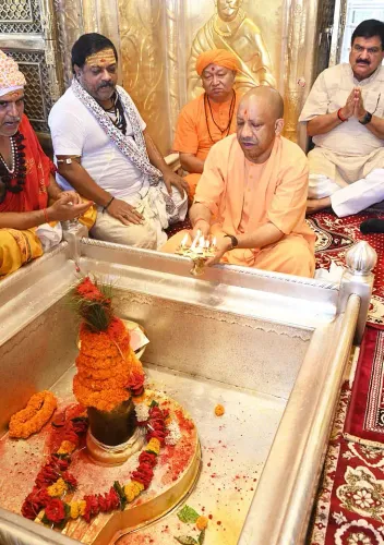 Yogi Adityanath offers Sawan prayers at Kashi Vishwanath temple in Varanasi