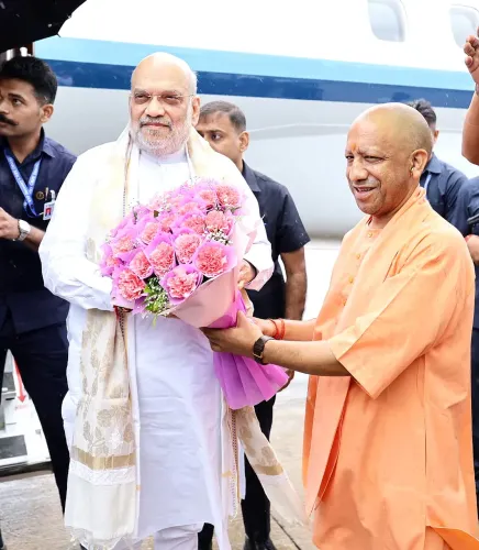 CM Yogi Welcomes Amit Shah to Uttar Pradesh