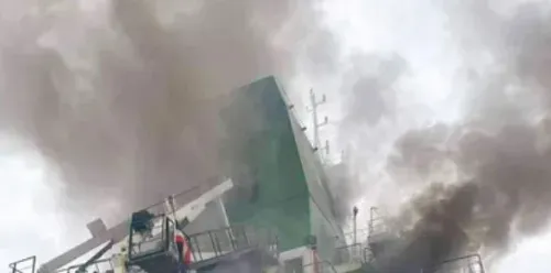 Container ship hit, catches fire near Strait of Hormuz; crew member missing