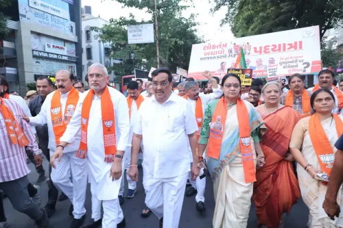 CR Paatil joins 'Save Democracy' padyatra in Surat