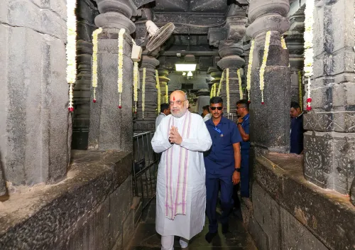 कोल्हापुर: अमित शाह का श्री अंबाबाई मंदिर में आगमन