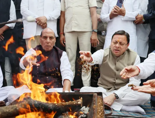 Rajnath Singh, CM Dhami pay tributes to shooting legend Jaspal Rana at Tehravin