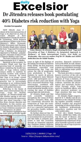 Dr Jitendra Singh releases book on Yoga cutting Diabetes risk by 40%