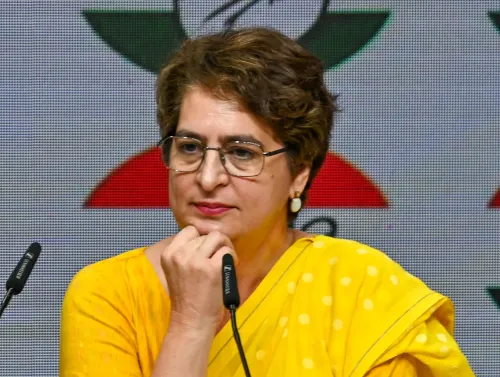 New Delhi: Priyanka Gandhi Vadra Conducts Media Briefing at AICC