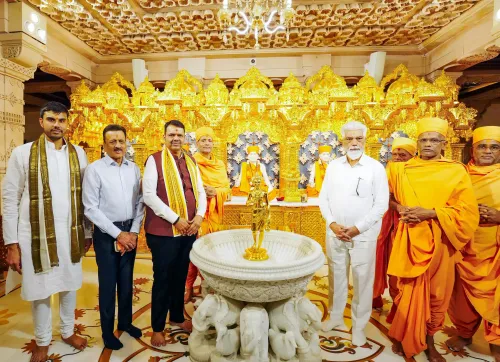 Nashik: Chief Minister Devendra Fadnavis prays at BAPS Swaminarayan Temple