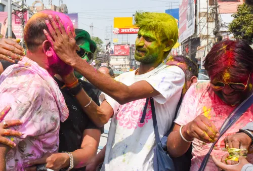 Holi Festivities at Dak Bungalow Chowk in Patna