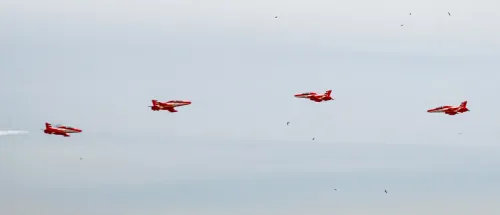 Chandigarh: Surya Kiran Aerobatic Team of the Indian Air Force showcases skills during an aerial display