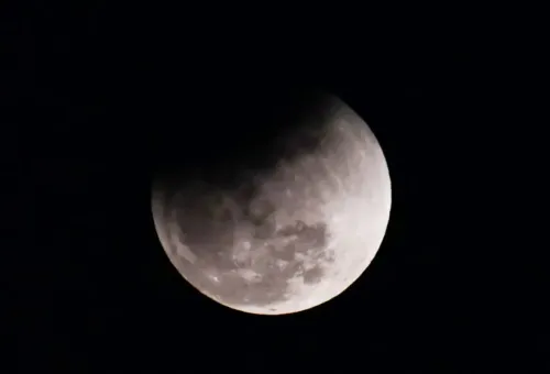 Moon Partially Covered During Lunar Eclipse Over Patna