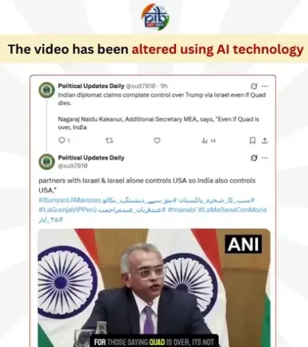 PIB Fact Check debunks AI deepfake video of MEA official on Quad