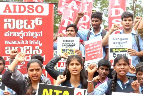 Bengaluru: AIDSO Karnataka State Committee stages protest over NEET and CBSE exam irregularities