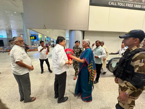 FM Sitharaman Lands in Hyderabad, Welcomed by BJP's Ramchander Rao