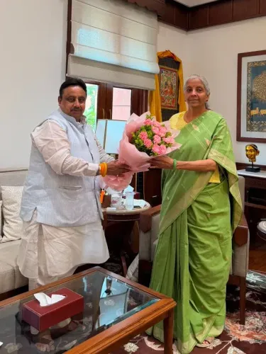 FM Sitharaman Meets MP Praveen Khandelwal at Parliament House