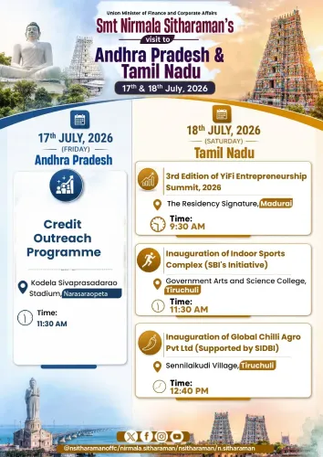 FM Sitharaman to Visit Andhra Pradesh & Tamil Nadu on July 17-18