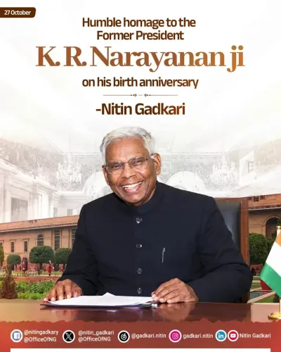 Gadkari pays tribute to former President K.R. Narayanan on birth anniversary
