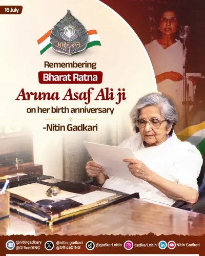 Gadkari Remembers Bharat Ratna Aruna Asaf Ali on Birth Anniversary