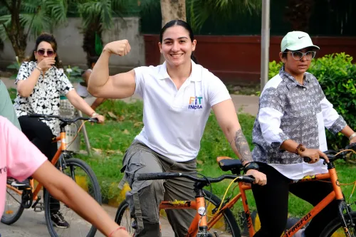 Geeta Phogat and Saweety Boora Lead Women's Cycling Revolution at Fit India Sundays