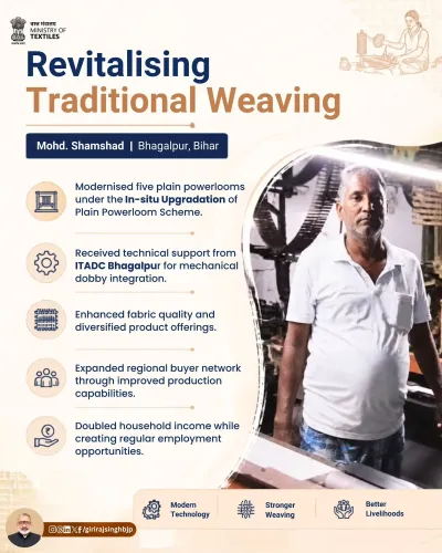 Giriraj Singh highlights Bhagalpur powerloom weaver's tech upgrade