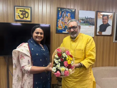 Giriraj Singh meets Bihar Sports Minister Shreyasi Singh in Delhi