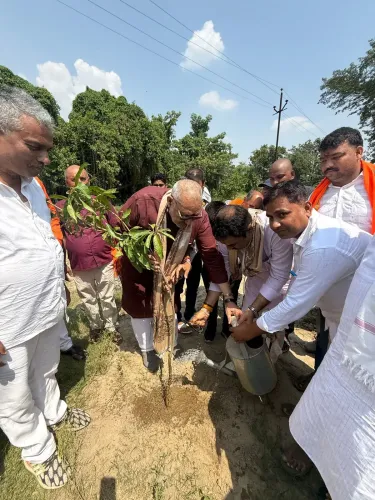 Giriraj Singh plants saplings in Teghra under 'Ek Ped Maa Ke Naam'