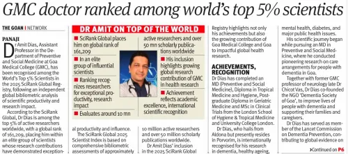 Goa CM Sawant Hails GMC Doctor's Global Science Ranking