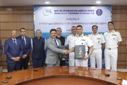 GRSE Achieves Historic Milestone with Triple Warship Delivery to Indian Navy