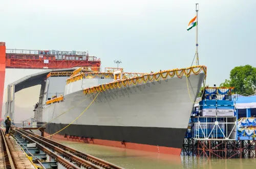 GRSE launches NGOPV Sanghamitra, India's next-gen patrol warship
