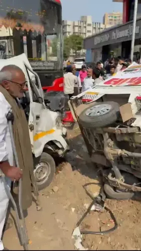 What Happened When an AMTS Bus Crashed with Three Vehicles?