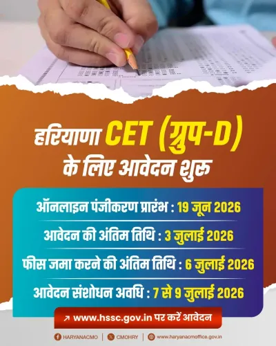 Haryana CMO: CET Group-D Applications Open from June 19