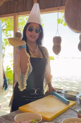 Hina Khan Shows Off Her Roti-Making Skills on Luxurious Maldives Trip