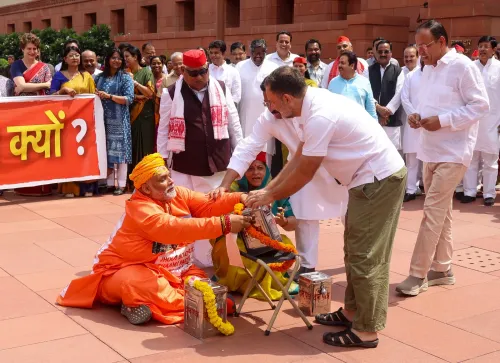 Hindu seers, VHP condemn Opposition MPs' saffron attire protest at Parliament